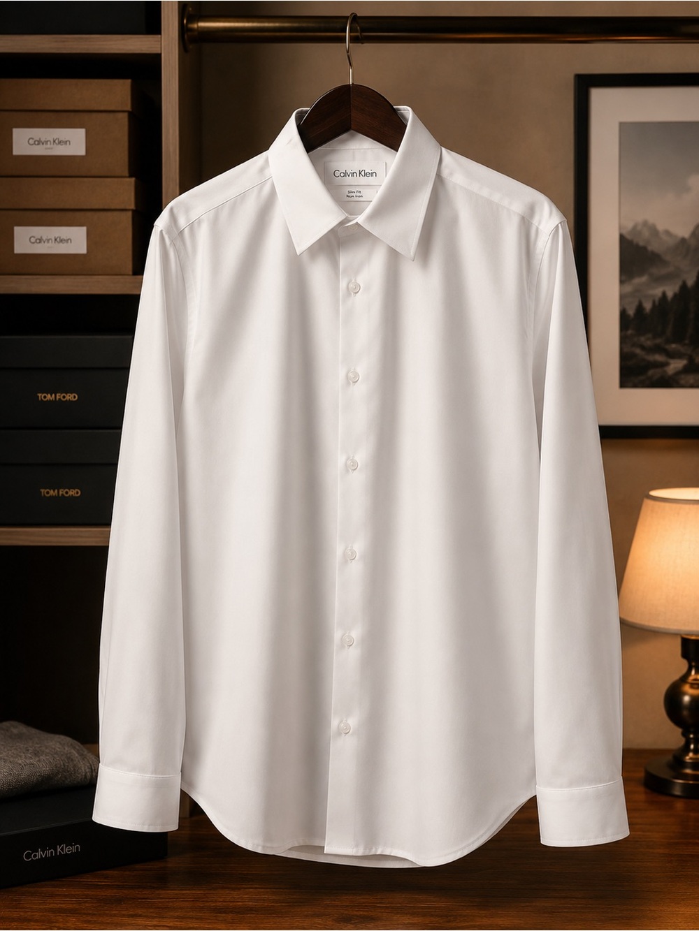 Calvin Klein White Long-Sleeve Dress Shirt